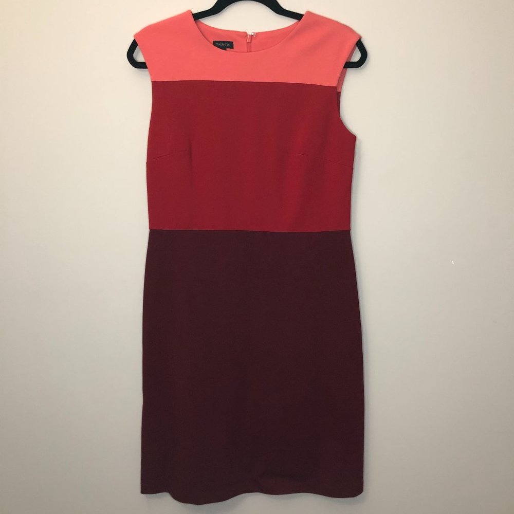 Talbots pink magenta ombre colorblock shift dress.